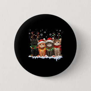 Cat Christmas Light Reindeer Santa Christmas Cat L 6 Cm Round Badge