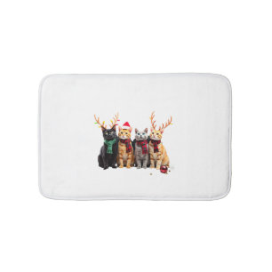 Cat Christmas Light Reindeer Santa Christmas Cat L Bath Mat