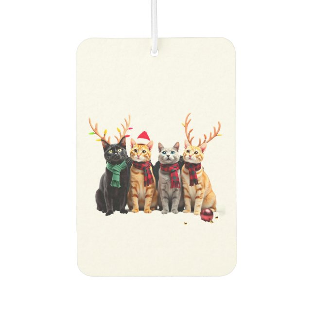 Cat Christmas Light Reindeer Santa Christmas Cat L Car Air Freshener (Front)