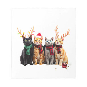 Cat Christmas Light Reindeer Santa Christmas Cat L Notepad