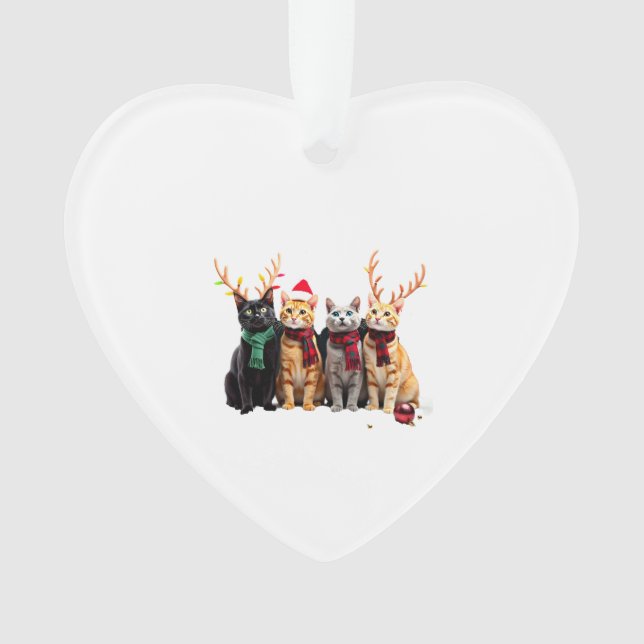 Cat Christmas Light Reindeer Santa Christmas Cat L Ornament (Front)