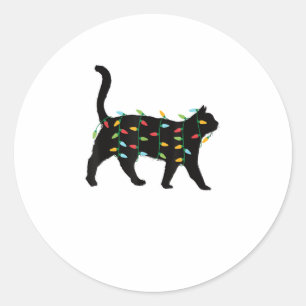 Cat Christmas Lights Christmas Gift for Animal Lov Classic Round Sticker