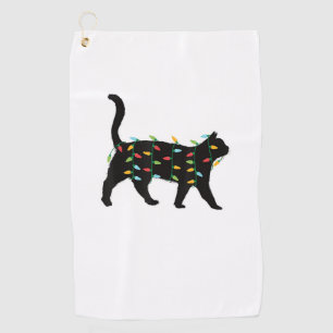 Cat Christmas Lights Christmas Gift for Animal Lov Golf Towel