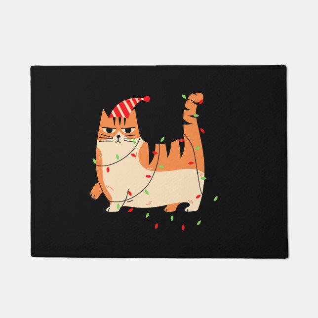 Cat Christmas lights Doormat (Front)