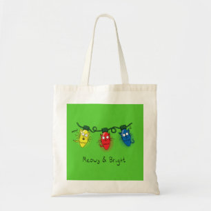 Cat Christmas Lights Funny Meowy and Bright Tote Bag