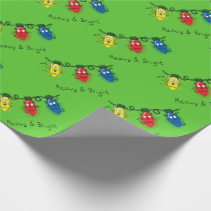 Cat Christmas Lights Funny Meowy and Bright Wrapping Paper