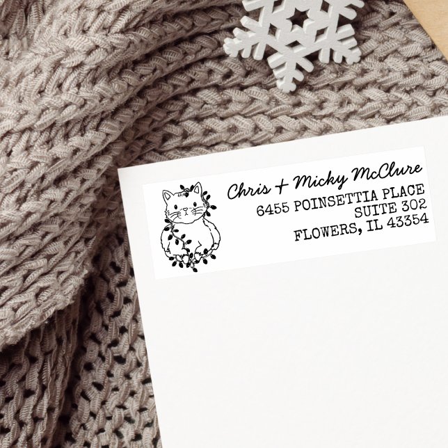 Cat Christmas Lights Return Address Label (Creator Uploaded)