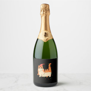 Cat Christmas lights Sparkling Wine Label