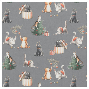 Cat Christmas Meow purr kitten Fabric