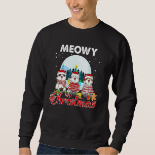 Cat Christmas Meowy Catmas Hat Santa Xmas Kids Gir Sweatshirt