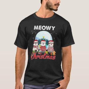 Cat Christmas Meowy Catmas Hat Santa Xmas Kids Gir T-Shirt