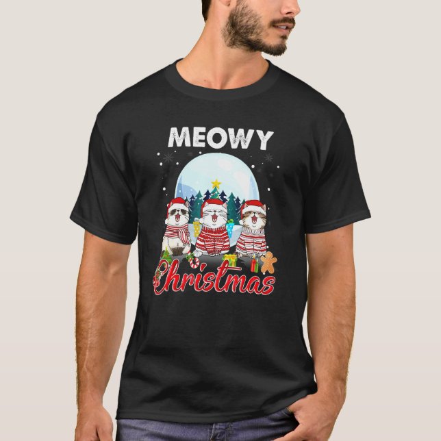 Cat Christmas Meowy Catmas Hat Santa Xmas Kids Gir T-Shirt (Front)