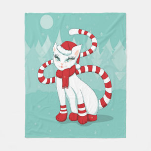 Cat Christmas Mood - Holiday Ready Kitty Fleece Blanket