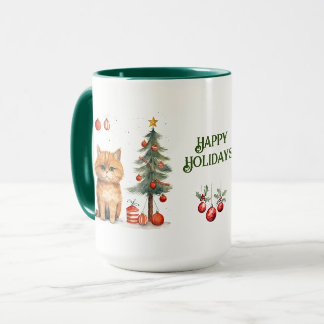 Cat Christmas Mug (Front Left)