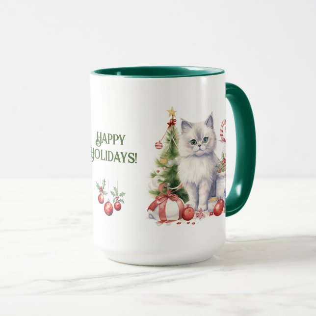 Cat Christmas Mug (Front Right)