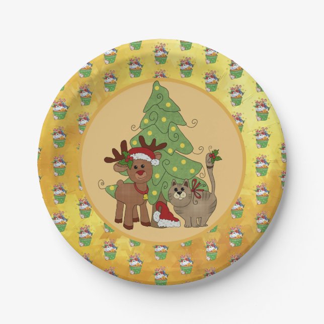 cat Christmas Paper Plate (Front)