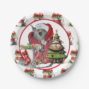 CAT  Christmas Party for Cat Lovers Paper Plate