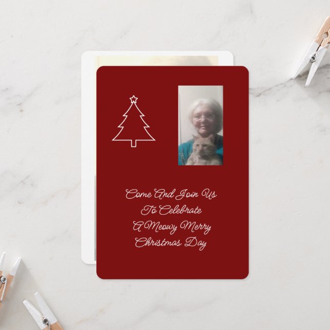 Cat Christmas Party Invitation (Front/Back In Situ)