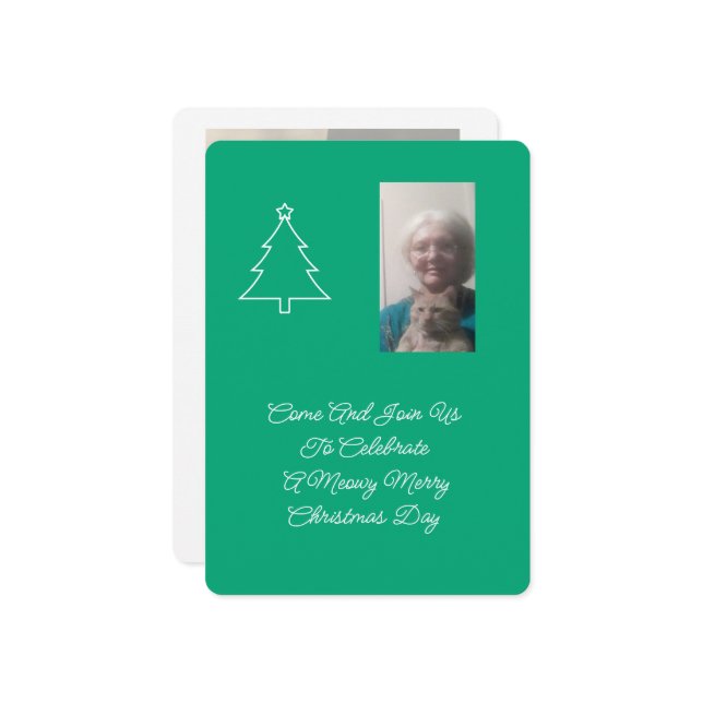 Cat Christmas Party Invitation (Front/Back In Situ)