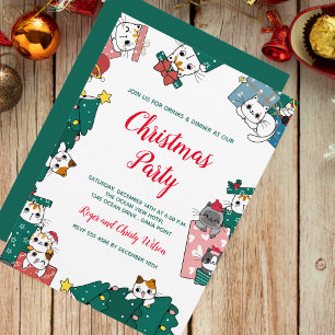 Cat Christmas Party Invitation