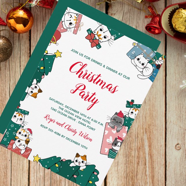 Cat Christmas Party Invitation (Creator Uploaded)
