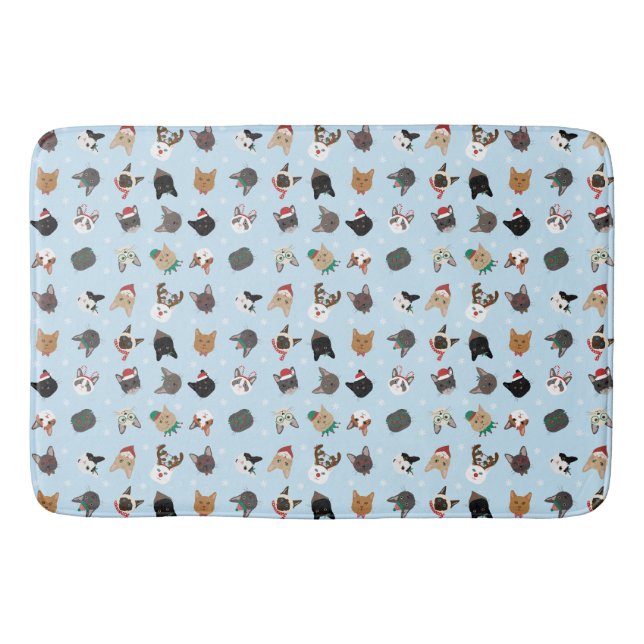 Cat Christmas Pattern Bath Mat (Front)