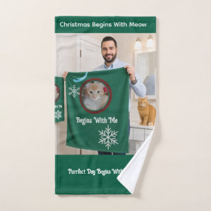 Cat Christmas Photo Customize Bath Towel Se