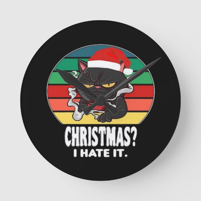 Cat Christmas  Round Clock (Front)