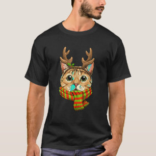 Cat Christmas Santa Clause Reindeer Xmas Kitty Pet T-Shirt