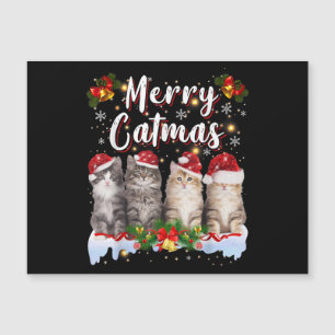 Cat Christmas Santa Hat Funny Merry Catmas