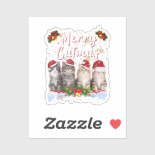 Cat Christmas Santa Hat Funny Merry Catmas