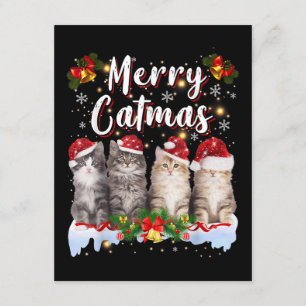 Cat Christmas Santa Hat Funny Merry Catmas Enclosure Card