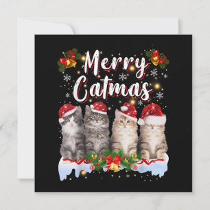 Cat Christmas Santa Hat Funny Merry Catmas Invitation