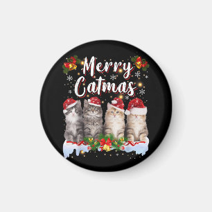 Cat Christmas Santa Hat Funny Merry Catmas Magnet