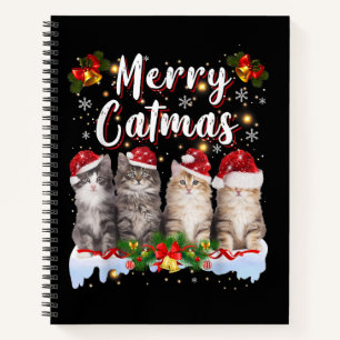 Cat Christmas Santa Hat Funny Merry Catmas Notebook