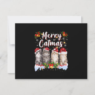 Cat Christmas Santa Hat Funny Merry Catmas RSVP Card