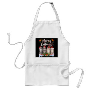Cat Christmas Santa Hat Funny Merry Catmas Standard Apron