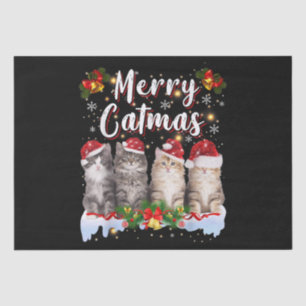 Cat Christmas Santa Hat Funny Merry Catmas Tissue Paper
