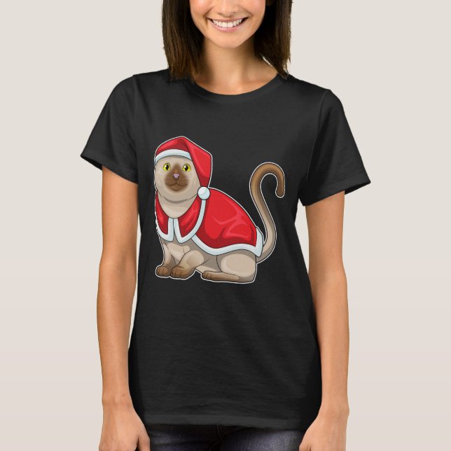 Cat Christmas Santa hat T-Shirt (Front)