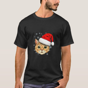 Cat Christmas Santa Hat Xmas Gifts Kids Boys Girls T-Shirt