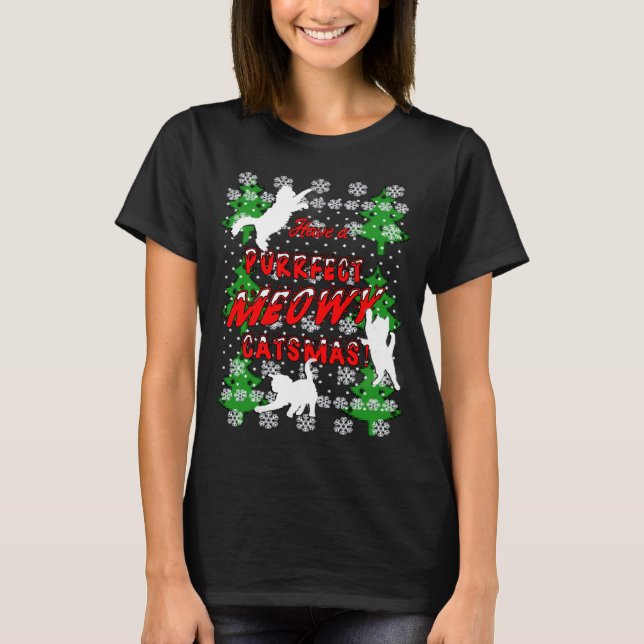 Cat Christmas Shirt, Christmas Cat Womens TShirts (Front)