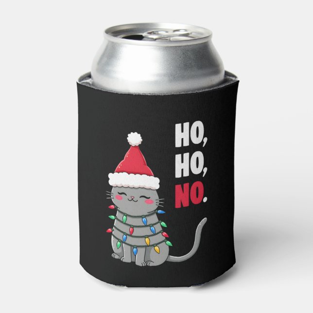 Cat Christmas Shirt Kids Funny Santa Cat Christmas Can Cooler (Can Front)