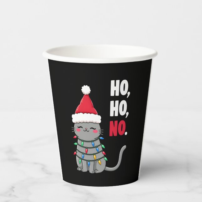 Cat Christmas Shirt Kids Funny Santa Cat Christmas Paper Cups (Front)