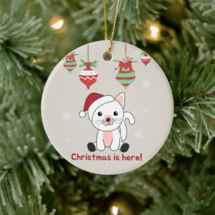 Cat Christmas Snow Winter Animals Cats Ceramic Orn Ornament