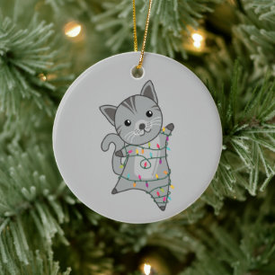 Cat Christmas Snow Winter Animals Cats Ceramic Orn Ornament