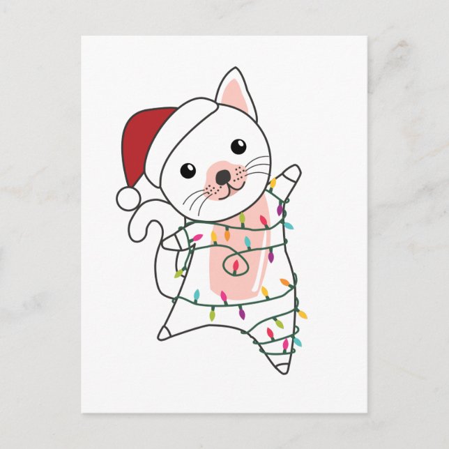 Cat Christmas Snow Winter Animals Cats Holiday Postcard (Front)