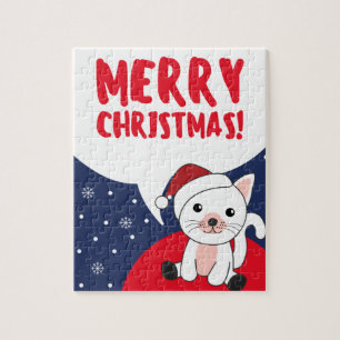 Cat Christmas Snow Winter Animals Cats Jigsaw Puzz Puzzle