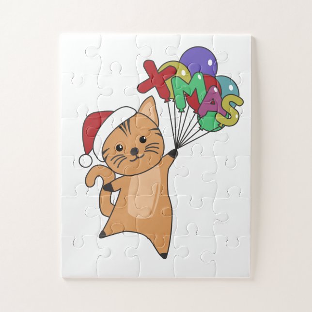 Cat Christmas Snow Winter Animals Cats Jigsaw Puzzle (Vertical)