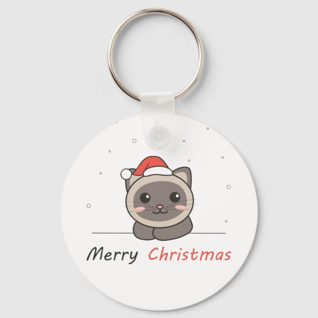 Cat Christmas Snow Winter Animals Cats Key Ring (Front)