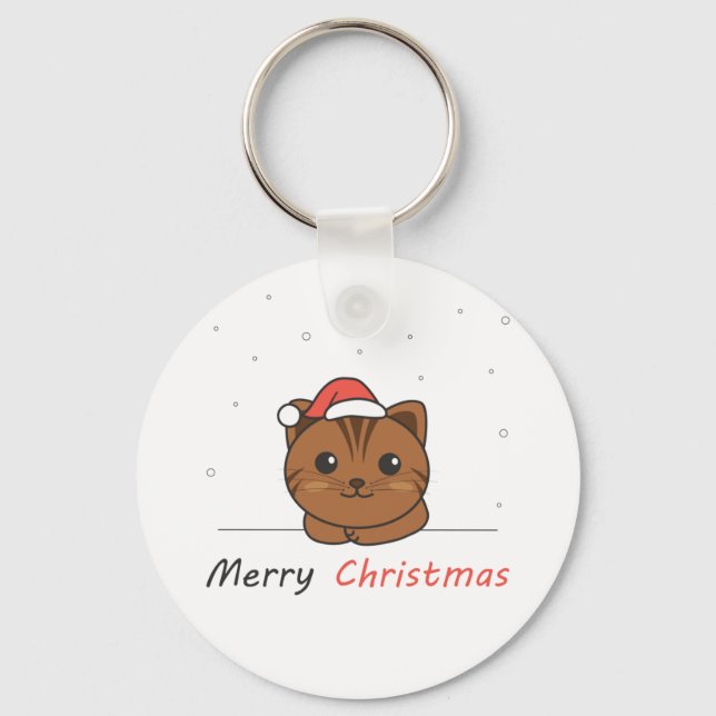 Cat Christmas Snow Winter Animals Cats Key Ring (Front)